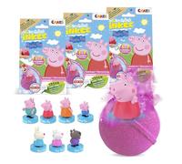 INKEE Surprise Bath Bomb Peppa Pig - 3X Bath Bombs for Kids with Hidden Toy, Colour Changing Bubble Bath with PeppaPig Collectible Stamp Figurines, Strawberry Scent, Pink & Blue
