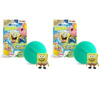 INKEE Surprise Bath Bomb Spongebob - Bath Bombs for Kids with Spongebob Figure, fizzing Bath Ball with Hidden Toy, Yellow/Teal, 80 g Single Pack - Toy for 3 Year Old Plus (Pack of 2)