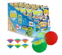 INKEE Surprise Blade Spinning Top: 5 Kids Bath Bombs with Surprise - 5 Mini Blade Tops - 5 x 100g Bath Balls, Chocolate & Cocoa Butter Flavour (Green/Red)