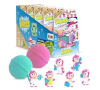 INKEE Unicorn Bath Bombs for Kids - Set of 5 Fizzy Bath Bombs with Hidden Collectable Toys - Banana Milkshake Scent with Jojoba Oil - Fun Bath Time for Children Ages 3+