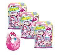 INKEE Unicorn Bath Bombs Set of 3 - Kids Bath Toys with Surprise Unicorn Figures - Bubble Bath Fizzy Balls with Popcorn Scent - Fun Gift for Children Ages 3+