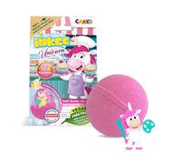 INKEE Unicorn Professions Children's Bath Bomb with Unicorn Surprise Figure, Banana Shake Flavour, 1 of 6 Unicorn Design with Different Professions, Colour Pink or Green, Gluten Free