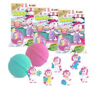 INKEE Unicorn Surprise Bath Bombs for Kids - Pack of 3 Fizzy 100g Bath Balls with Collectible Toy Inside, Banana Milkshake Aroma and Jojoba Oil - Fun Gift for Ages 3+