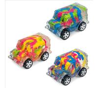 Inkerz Sensory Paint School Bus Toy, Clear Squeeze and Squish Toy with Vibrant Multicolour Paint Drips, Tactile Fidget Toy