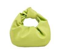 Inkfew Women's Wrinkled PU Leather Cloud Shape Knotted Handbag Y2K Dumpling Hobo Clutch Purse for Party Shopping Prom Wedding, Lime Green