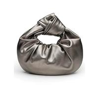 Inkfew Women's Wrinkled PU Leather Cloud Shape Knotted Handbag Y2K Dumpling Hobo Clutch Purse for Party Shopping Prom Wedding, Darkgray