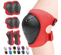 Inkidio Knee Pads for Kids Unicorn Protective Gear Set Knee Pads and Elbow Pads Set with Wrist Guard for Girls Boys Roller Skates Inline Skatings Scooter Cycling Bike Skateboard(Medium Red)