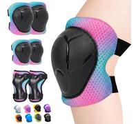 Inkidio Knee Pads for Kids Unicorn Protective Gear Set Knee Pads and Elbow Pads Set with Wrist Guard for Girls Boys Roller Skates Inline Skatings Scooter Cycling Bike Skateboard(M BluePinkGreen)