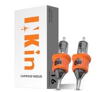 INKin 18RL Tattoo Needles Cartridge 16Pcs, Tattoo Cartridge Needles #10 Bugpin 0.30mm Round Liner Long Taper with Membrane Disposable Finger Ledge Cartridges for Pen Equipment and Supply