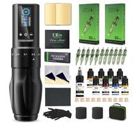 INKin Tattoo Gun Kit, Soultats Wireless Tattoo Machine Pen with 2.0mm - 4.0mm Adjustable Stroke Length and 1600mAh Power Supply, Complete Set with Mixed Revo Cartridges Needles and 8Pcs Tattoo Ink