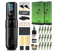 INKin Tattoo Gun Kit, Wireless Machine Pen with 2.2mm - 4.0mm Adjustable Stroke Length and 1600mAh Power Supply, Complete Set with Mixed Revo Cartridges Needles and 8Pcs Tattoo Ink