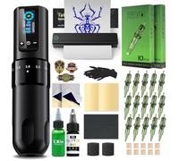 INKin Tattoo Gun Kit, Wireless Tattoo Machine with 2.2mm - 4.2mm Adjustable Stroke Length and 1600mAh Power Supply, Complete Pen Set with Revo Needles Cartridges for Artisits and Beginners
