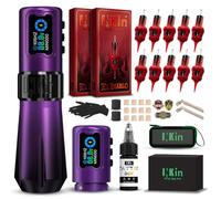 INKin Tattoo Gun Kit, Wireless Tattoo Machine with 4.5mm Stroke 39mm Large Grip Direct Drive Brushless Motor, Complete Pen Set with 2Pcs 1600mAh Batteries 20 Needles for Professional Artists - Rampage