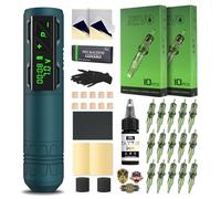 INKin Tattoo Kit, Tattoo Gun Wireless with 3.5mm Stroke and 1600mAh Battery, Tattoo Machine Kit with Revo Cartridge Needles Fake Skin for Beginners Artists