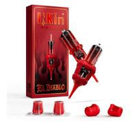 INKin Tattoo Needles 25RM 20pcs, Tattoo Cartridge Needles #10 Bugpin 0,30mm Round Magnum with Replaceable Silicone Grips, Tattoo Cartridges with 13mm Extended Tip for Tattoo Gun (EL Diablo 1025RM)