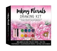 Inking Florals Drawing Kit: A step-by-step guide to creating dynamic modern florals in ink and watercolor - Includes: 64-page project book, ink pen, ... 8 watercolor paints, 32-page sketchbook