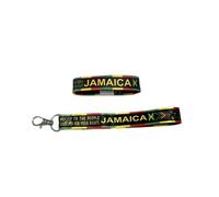 inking house Set of Jamaica elastic Wrist band wristband Key tag gift Jamaican rasta flag symbols, BLACK, 19 CM X 2 CM WRIST BAND