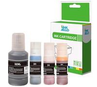 Inkjello 32XL 31 Ink Bottle For Printer, Compatible With HP 5105 555 7005 7006 7305 7306 7605 7606 500 550 555 559 570 600 650 450 455 457 Black Cyan Magenta Yellow (4-Pack)