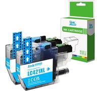 Inkjello Compatible 421XL Ink Cartridge Replacement For Brother 421XL DCP-J1050DW DCP-J1140DW DCP-J1800DW MFC-J1010DW (Cyan,2-Pack)