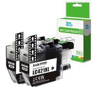 Inkjello Compatible 421XL Ink Cartridge Replacement For Brother 421XL DCP-J1050DW DCP-J1140DW DCP-J1800DW MFC-J1010DW (Black,2-Pack)