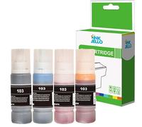 Inkjello Compatible Ink Bottle 103 Replacement For Epson L1110 L1110CIS L1110MEAF L3100 L3100CIS L3100MEAF L3101 L3101CIS Black,Cyan,Magenta,Yellow (4-Pack)