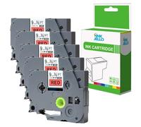 InkJello Compatible Label Tape Cassette Replacement for Brother PT1000 1005BTS 1010 1090 1230PC 1260VP 1280 1280DT 1290VP 1830VP 18R 2030VP 2420PC 2430PC Tze421 3/8" (9mm) (Black on Red, 5-Pack)