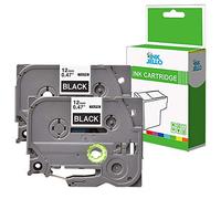 InkJello Compatible Label Tape Cassette Replacement for Brother PT1000 1005BTS 1010 1090 1230PC 1260VP 1280 1280DT 1290VP 1830VP 18R 2030VP 2420PC Tze335 1/2" (12mm) (White on Black, 2-Pack)