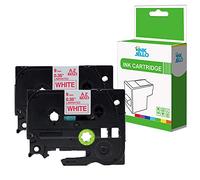 InkJello Compatible Label Tape Cassette Replacement for Brother PT1000 1010 1280 1280DT 1290VP 1830VP 2030VP 2420PC 2460 2470 2480 2500PC 2700VP RL700S Tze222 3/8" (9mm) (Red on White, 2-Pack)