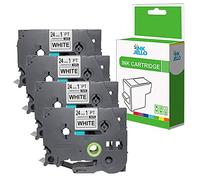 InkJello Compatible Label Tape Cassette Replacement For Brother PT2420PC PT2430PC PT2450DX PT2460 PT2470 PT2480 PT2700VP PT2730VP PT3600 PT550 PT7500 Tze251 1" (24mm) (Black on White, 4-Pack)