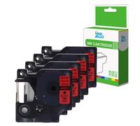 InkJello Compatible Label Tape Replacement for Dymo LabelManager 100 120P 150 160 200 210D 220P 260P 280 300 350 350D 360D 400 420P 450 45017 1/2" (12mm) (Black on Red 4-Pack)