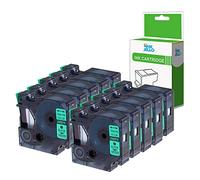 InkJello Compatible Label Tape Replacement For Dymo LabelManager 100 120P 150 160 200 210D 220P 260P 280 300 350 350D 360D 400 420P 450 45019 1/2" (12mm) (Black on Green 10-Pack)