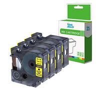 InkJello Compatible Label Tape Replacement For Dymo LabelManager 100 120P 150 160 200 210D 220P 260P 280 300 350 350D 360D 400 420P 450 45018 1/2" (12mm) (Black on Yellow 4-Pack)