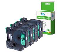 InkJello Compatible Label Tape Replacement For Dymo LabelManager 100 120P 150 160 200 210D 220P 260P 280 300 350 350D 360D 400 420P 450 45019 1/2" (12mm) (Black on Green 4-Pack)