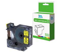 InkJello Compatible Label Tape Replacement For Dymo LabelManager 100 120P 150 160 200 210D 220P 260P 280 300 350 350D 360D 400 420P 450 45018 1/2" (12mm) (Black on Yellow 1-Pack)