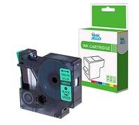 InkJello Compatible Label Tape Replacement For Dymo LabelManager 100 120P 150 160 200 210D 220P 260P 280 300 350 350D 360D 400 420P 450 45019 1/2" (12mm) (Black on Green 1-Pack)