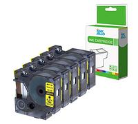 InkJello Compatible Label Tape Replacement For Dymo LabelManager 100 120P 150 160 200 210D 220P 260P 280 300 350 350D 360D 400 420P 450 45018 1/2" (12mm) (Black on Yellow 5-Pack)