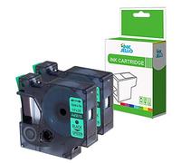 InkJello Compatible Label Tape Replacement For Dymo LabelManager 100 120P 150 160 200 210D 220P 260P 280 300 350 350D 360D 400 420P 450 45019 1/2" (12mm) (Black on Green 2-Pack)