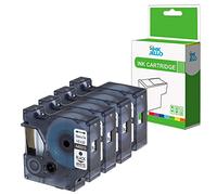 InkJello Compatible Label Tape Replacement For Dymo LabelManager 120P 150 160 210D 220P 260P 280 350 350D 360D 420P 450 450D 500TS PC PC2 45013 1/2" (12mm) (Black on White 4-Pack)
