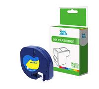 InkJello Compatible Label Tape Replacement For Dymo LetraTag LT-100H LT-100T 91202 (12mm x 4m) Black On Yellow (1-Pack)