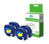 InkJello Compatible Label Tape Replacement For Dymo LetraTag LT-100H LT-100T 91202 (12mm x 4m) Black On Yellow (4-Pack)