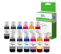 Inkjello GI53 Ink Cartridge For Printer, Compatible With Canon Pixma G550 G650 GI53 Printers Black Cyan Magenta Yellow Grey Red (12-Pack)