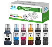 Inkjello Ink Bottle for printer, Compatible With Epson ET-8500 ET-8550 C13T07A140 Black Photo-Black Cyan Magenta Yellow Grey (6-Pack)