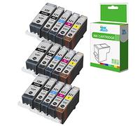 InkJello Ink Cartridge For Printer, Compatible With Canon Pixma iP3600 iP4600 iP4700 MP540 MP550 MP560 MP620 MP630 MP640 MP980 MP990 MX860 MX870 PGI-520/CLI-521 (BK, C, M, Y, 15-Pack)