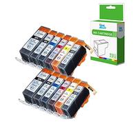 InkJello Ink Cartridge For Printer, Compatible With Canon Pixma MG6150 MG6250 MG8150 MG8170 MG8250 PGI525 CLI526 (Black/Cyan/Magenta/Yellow/Grey, 12-Pack)