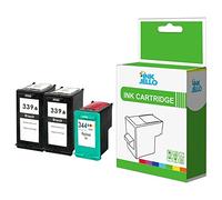 InkJello Ink Cartridge For Printer, Compatible With HP Photosmart 2613 2615 2710 2710xi 2713 8049 8050 8050xi 8150 8150v 8150xi 8153 8158 8450 8450gp -339/344 (Black,Colour 3-Pack)