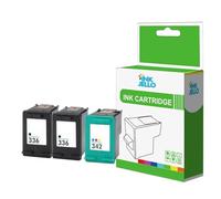 InkJello Ink Cartridge For Printer, Compatible With HP Photosmart 8050 8050xi C3100 C3110 C3125 C3135 C3140 C3150 C3170 C3173 C3175 C3180 C3183 C3188 336/342 (Black,Colour (3-Pack)