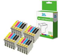 InkJello Ink Cartridge Refill For Printer, Compatible With Epson Stylus D3850 D4200 D68 D68 PE D88 D88 Plus DX3800 DX3850 DX4200 DX4250 DX4800 DX4850 Black Cyan Magenta Yellow (20-Pack)