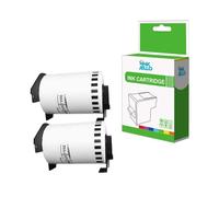 InkJello Tape Roll for Printer, Compatible with Brother QL1050 QL1050N QL1060N 22243 (Black on White, 2-Pack)