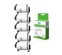 InkJello Tape Roll for Printer, Compatible with Brother QL1050 QL1050N QL1060N 22243 (Black on White, 5-Pack)