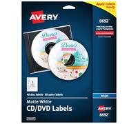 Inkjet CD/DVD Labels, Matte White, 40/Pack